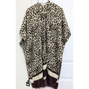 Astars Animal Print Cape with Dark Brown Trim
